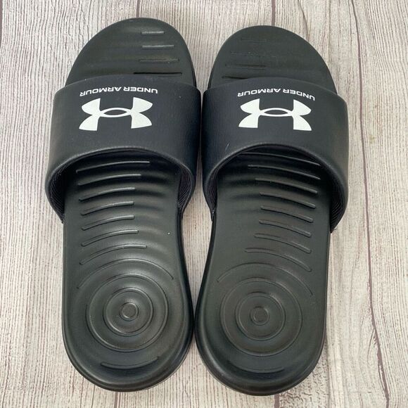 Under Armour men 8 black slides w/ribbed comfort insole - Picture 3 of 5